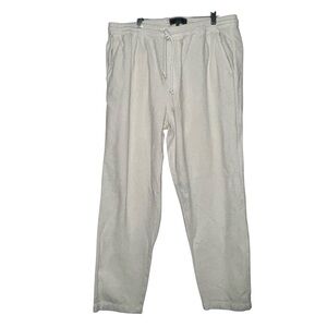 Kith Men’s Cream 100% Cotton Textured Drawstring Straight Leg Casual Pants-Large